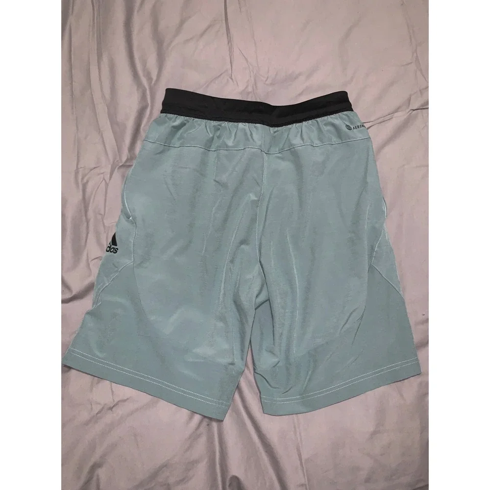 Adidas Aeroready Mens Training Shorts Sage Green Black Waistband Small